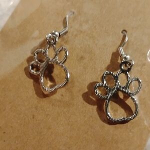 Silver Paw Print Earrings